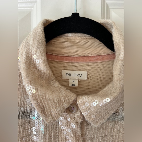 NWOT Anthropologie Pilot Sequin Shine Shirt M - Picture 6 of 11